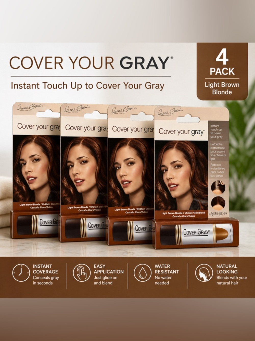 4 Pack Cover Your Gray Light Brown Blonde Root Touch Up‎ Stick Hair Color New